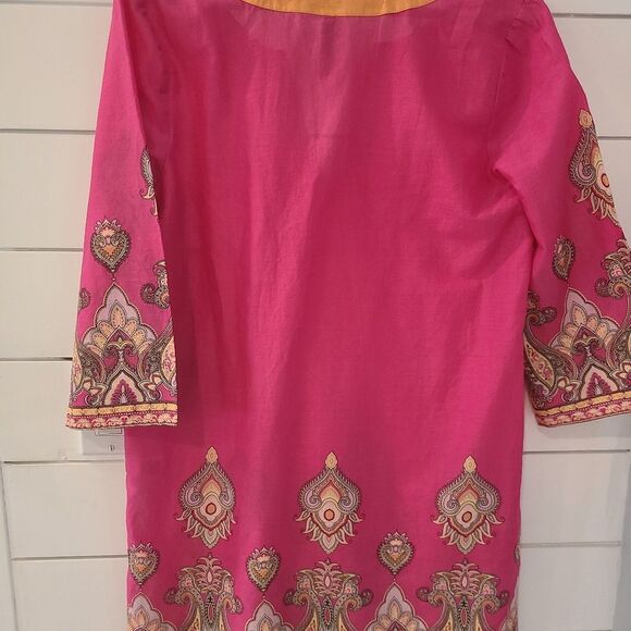 Old Navy Vibrant Pink Tunic with Paisley Trim - Picture 5 of 5